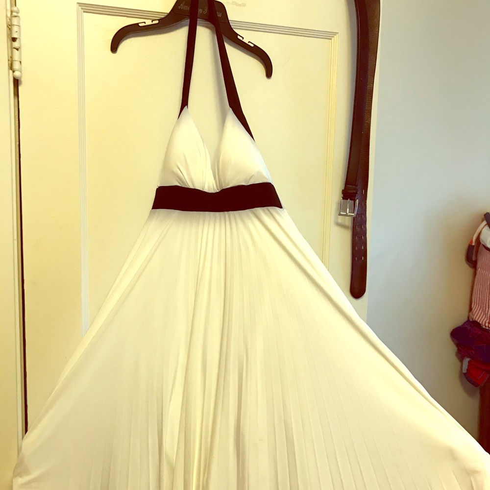 Around the neck black and white dress